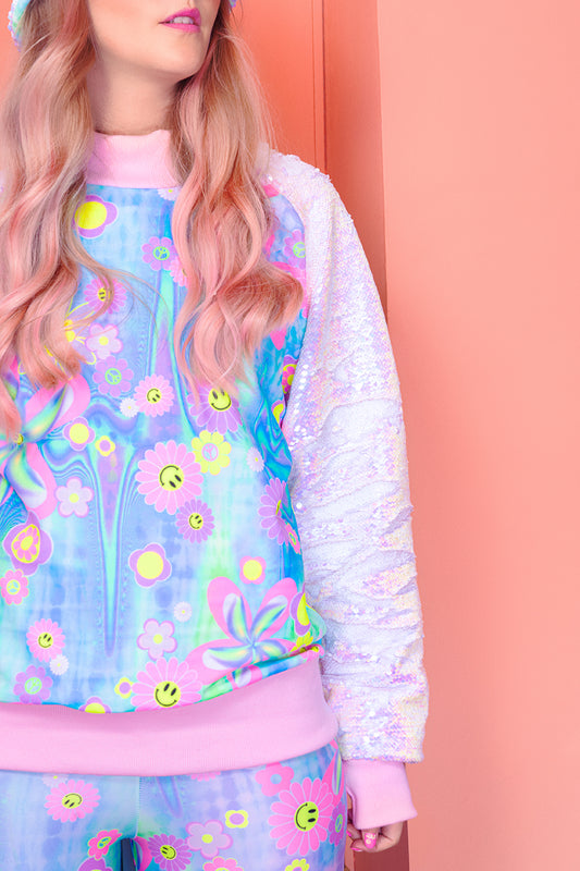 Sequin and Print Sweater | 2 Colours | Loonigans