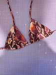 UK 6-8 XS - Reversible Triangle Bikini Top - Pink Snake/Jungle