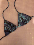 UK L - Reversible Triangle Bikini Top - Blue Snake/Spaced Out